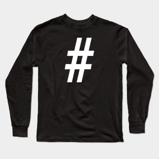 Hashtag in White Long Sleeve T-Shirt